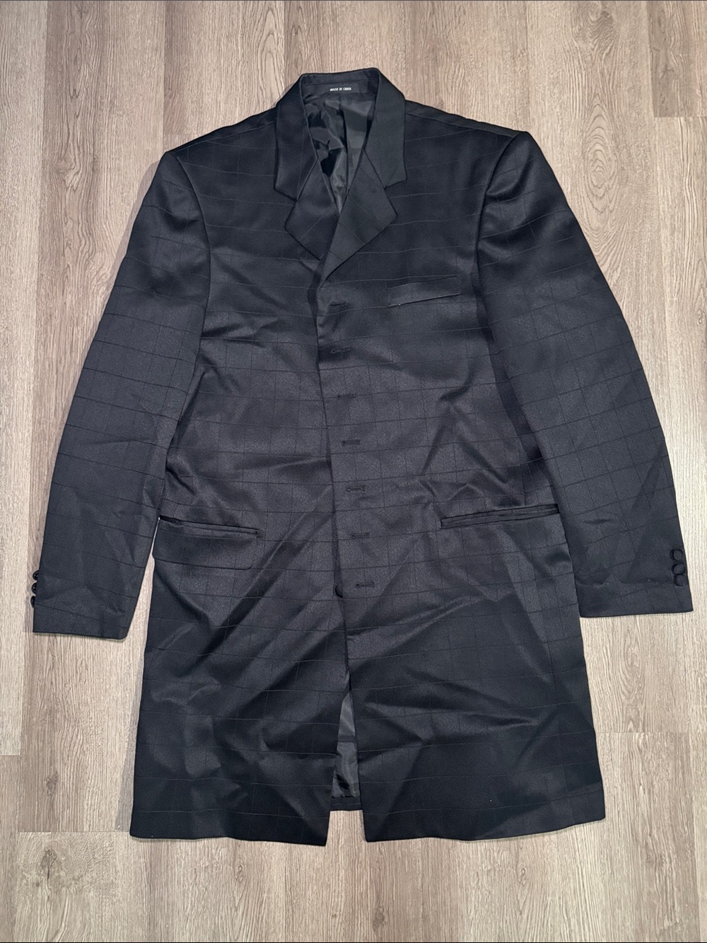 Vittorio Black Windowpane Long Suit Jacket